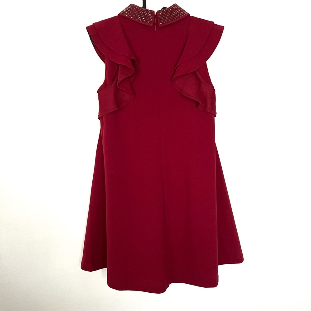 RED GRACIA CRYSTAL JEWELED COLLAR DRESS - Picture 4 of 11